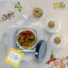 This is our pride and joy, the authentic mango pickle. Made with a secret family recipe, the sun-ripened mangoes are blended with our special spices to create a burst of flavour and nostalgia in every jar.