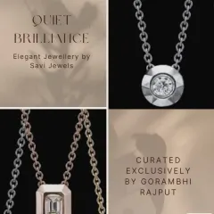 For those who appreciate quiet brilliance, these pendants are perfect. The collection shows two styles: a modern, bezel-set round diamond and a classic emerald-cut diamond in a geometric rose gold setting. These pieces are designed for effortless, everyday luxury.