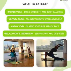 This is what our community looks like in motion. In our group classes, you'll find a welcoming energy where you can build strength, connect your breath to movement, and de-stress. We offer different styles like Power Yoga, Vinyasa, and Hatha to match your energy for the day.