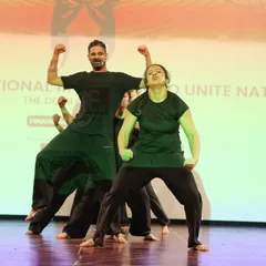 A high-energy moment from our group performance. The expressions on our faces show the passion and power we bring to the stage, fully embodying the story of the piece.