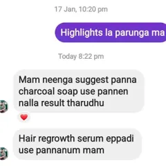 This customer is seeing great results with my charcoal soap and is now asking how to use the Hair Regrowth Serum. It's wonderful to see you trust my products for both your skin and hair needs.