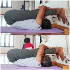 "There is no path to happiness; happiness is the path." This quote from the Buddha, paired with this deep forward bend, reminds us that the practice itself is the destination. My son's playful appearance is a reminder to find joy in the moment.