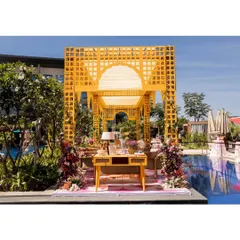 I believe pre-wedding events should be just as spectacular as the main day. This vibrant, poolside Mehndi setup was designed to bring a bride's boho-chic dream to life, creating a perfect sundowner experience.