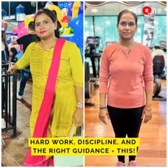 This before-and-after comparison highlights a significant change in body composition and confidence, proving that hard work and the right guidance lead to amazing results.