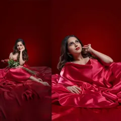 I love creating cinematic and dramatic fashion images. Here, I used flowing red satin and focused lighting to sculpt a scene that feels both elegant and powerful. This style of editorial photography is ideal for actors and models looking to add a touch of moody sophistication to their portfolio.