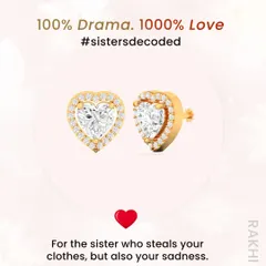 For the sister who steals your clothes, but also your sadness. These sparkling heart-shaped studs are a beautiful way to show your love.