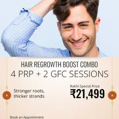 This Raksha Bandhan, gift the confidence of healthy hair. Our special festive combo includes 4 PRP and 2 GFC sessions to deliver stronger roots and thicker strands.