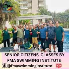 It's not just a class, it's a community. Our senior citizens enjoy some tea and conversation by the pool after their morning swim session, highlighting the social and friendly atmosphere at FMA.