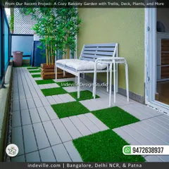 Even a small balcony has great potential. In this project, I used a combination of interlocking deck tiles, artificial grass, and bamboo planters to create a cozy and low-maintenance garden space for a city apartment.