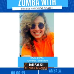 An announcement poster for our Zumba session at the Ambala Integrity Run, where I was featured as the fitness and yoga coach for the event.