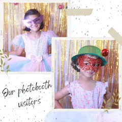 A collage of little girls posing and having fun at the photobooth, showing off their pretty dresses and happy smiles.