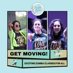 Get moving with my exciting Zumba classes for all. This graphic shows me in my element, on and off the stage.