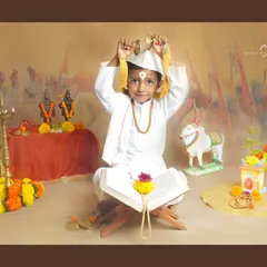 A young boy dressed as a Varkari for our Ashadhi Ekadashi themed shoot, capturing the spirit of the pilgrimage to Pandharpur.