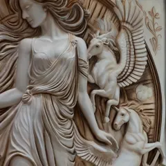 A close-up of the delicate features on this custom 3D sculpture. Every fold in the fabric and strand of hair is carefully crafted to bring the artwork to life.
