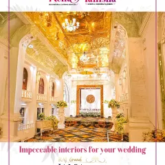 We transform our banquet halls into palaces fit for royalty. The golden-tiled ceiling, grand arches, and impeccable lighting at Raj Grand Jalsa Lawns provide a stunning canvas for the most luxurious wedding celebrations.