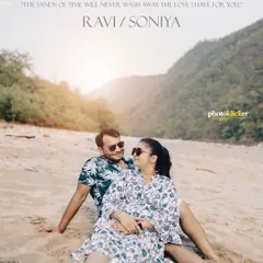 A relaxed and candid moment from a pre-wedding shoot on the sandy banks of the Ganga in Rishikesh. We aim to capture your natural chemistry in beautiful settings.