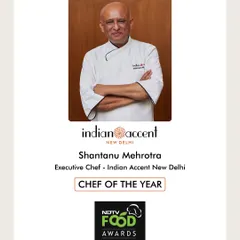 We extend our heartfelt congratulations to Executive Chef Shantanu Mehrotra for being named Chef of the Year at the NDTV Food Awards. His creative vision and dedication to culinary excellence are the driving force behind the Indian Accent experience.