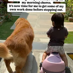 This is my reality. Sticking to my morning routine with my toddler and my dog, trying to get my own work done before we step out. It's a constant juggle, and some days are tougher than others.