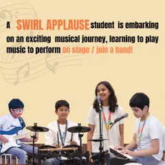 The 'Swirl APPLAUSE' program is for those who dream of performing on stage or joining a band. We focus on performance skills, stage presence, and playing with other musicians.