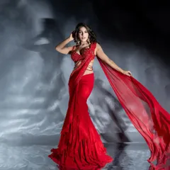 Capturing movement and energy is key in fashion photography. In this studio shot with Ishita Raj, I worked with flowing fabric and dramatic lighting to create a dynamic and visually arresting image.
