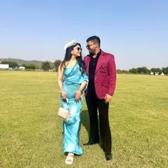 Our client Mr. Avi Singal looking dapper in a custom maroon blazer at a polo match. A perfect example of event-ready style.