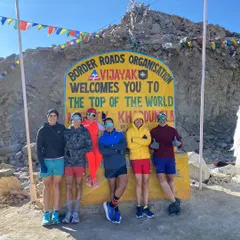 Our crew at the top of Khardung La pass, the highest motorable road in the world. We are not here to conquer mountains, but to conquer our own minds.