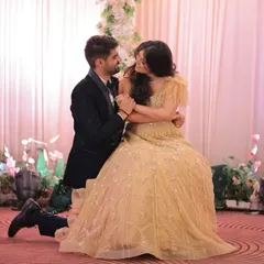 A tender moment from a romantic couple's performance. I choreograph these routines to feel natural and emotional, telling the story of your relationship through dance.