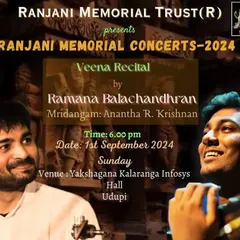 Announcement for the Ranjani Memorial Concert in Udupi. It was an honor to present the inaugural concert for this series.