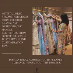 With tailored recommendations from trusted brands, I handle everything from outfit selection to fit advice and customization tips, so you can relax knowing you have expert guidance.