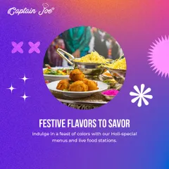 Festive flavors are at the heart of every Holi celebration I cater. This image shows a glimpse of a Holi-special menu, featuring savory snacks and sweets that are perfect for sharing. My live food stations add to the fun and interactive atmosphere.