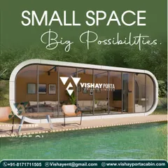 Small space, big possibilities. This futuristic pod-style cabin with floor-to-ceiling glass walls is perfect for a modern farmhouse, a backyard office, or a poolside retreat. We can customize any design you imagine.