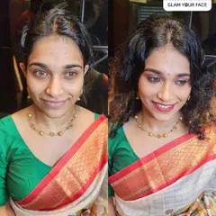 Here is a perfect example of a quick, 20-minute festive transformation. This before and after shows how you can achieve a flawless, skin-like finish that looks amazing for any occasion, without spending hours on it.