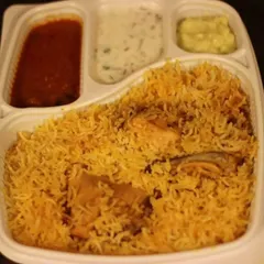 We make office lunches easy and delicious with our individually packed meals. This mutton biryani combo, complete with salan and raita, is a full, satisfying meal that's a world away from a typical desk lunch.