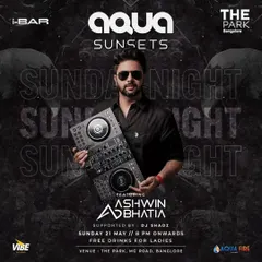 Sunset Bollywood and Punjabi vibes at the iconic I-Bar. This poster for Aqua Sunsets at The Park Bangalore captures the poolside party atmosphere I create.