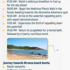 A look at the Day 1 itinerary for our Gokarna trip, detailing everything from breakfast to the bonfire at night.