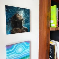 The finished 'Below the Surface' painting hanging on my wall. Seeing a piece in its final context is always so rewarding.