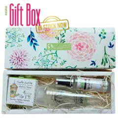 Our mini gift box is the perfect way to pamper yourself or someone special. It includes our Cafe Latte Soap, Cooling Aloe Vera Gel, and Organic Rose Mist.