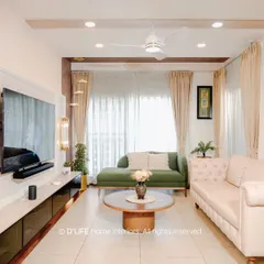 I design living spaces that are bright, welcoming, and made for togetherness. This room combines soft neutral tones, comfortable furnishings, and natural light to create a perfect setting for family life and relaxation.