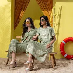 For Boho-Chic's summer collection, we constructed a complete indoor beach set, managing everything from the sand underfoot to the vibrant, sun-drenched color palette. This demonstrates our full-service set design and execution capabilities.