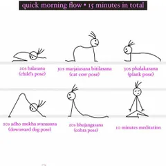 A quick 15-minute morning flow to start your day. This sequence of five simple poses followed by ten minutes of meditation is designed to awaken the body, relieve stiffness, and center the mind before work.