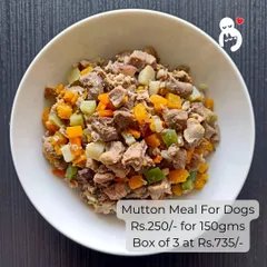 Rich and flavorful, our Mutton Meal is a special treat for your pooch. We use tender mutton chunks, making it a great option for dogs who need to gain weight or just deserve a gourmet meal.