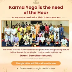 "Karma Yoga is the need of the hour." This was the central message from an enlightening lecture by Swami Sarvottamananda that our yatra members attended. We learned that peace comes through mindful, selfless action.
