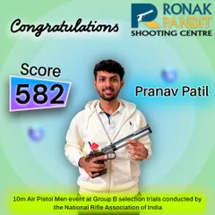 In just three months, we helped Pranav Patil turn his performance around. After dropping to the 560s, our methods brought him back to a fantastic 582 at the selection trials. This is the power of correct technical and psychological training.