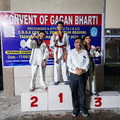 My students dominating the podium at the CBSE Central Zone Taekwondo Championship. Utkarsh Chopra took Gold, Vishul Tanwar secured Silver, and Mokshita Tanwar won Bronze.