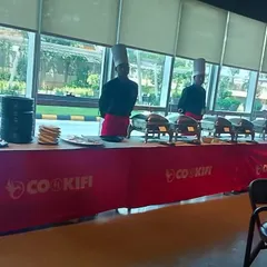 Our team setting up a festive Deepavali lunch buffet for Microsoft in Bangalore. We can handle catering in any corporate environment, ensuring a professional setup every time.