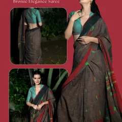 Grace in every drape. My Bronze Elegance cotton saree is where earthy charm meets subtle sophistication, making it perfect for both everyday elegance and festive finesse.
