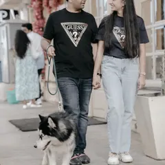 Including a furry friend in your pre-wedding shoot. This couple brought their beautiful husky along for their walk, making the photos even more personal.