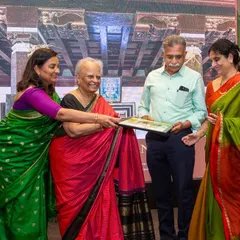 Presenting our book, "Ancestral Homes of Tulunadu," during the launch ceremony. This moment represents years of research, documentation, and dedication to preserving the architectural legacy of the region for future generations.