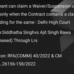 A crucial point in contract law for both landlords and tenants is clarified in this Delhi High Court judgment. A tenant's ability to claim a waiver or suspension of rent is contingent upon a specific clause existing within the rental agreement. We ensure such critical details are addressed when drafting and litigating contractual disputes.