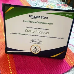 A proud moment for us! We received this Certificate of Achievement from Amazon for our outstanding performance. This is a testament to the hard work of my amazing all-woman team.